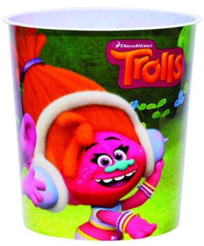 Factory 57520353 Papelera plastico Grande 22 x 21 cm, diseño Trolls, Compuesto, Multicolor, 25x7x20 cm