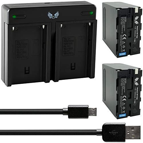 2X SK Akku Ersatz für Sony NP-F990 |- 10400mAh -| + Dual Charger für Sony Akku NP-F550 NP-F750 NP-F960 NP-F970 NP-F980 // Blitzgeräte Videoleuchten