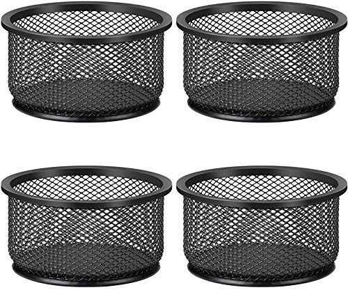 MaxGear Paper Clip Holder, Stackable PaperClip Organizer for Desk, 4 Pack Metal Mesh Paper Clip Holders with Non-Slip EVA Pad, Desk dispensers for Office Binder Box, Black