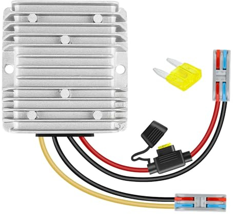20A 240W DC 18V 20V 24V 36V 48V to 12V Voltage Converter with Fuse Step Down Regulator Buck Reducer Power Converter Waterproof Transformer for Golf Cart(Inputs 18V-60V to 12V 20A)