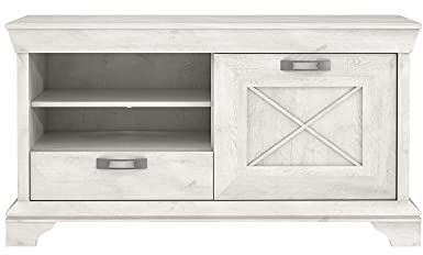 FORTE Kashmir TV-Unterschrank mit 1 Tür und 1 Schublade, Holzwerkstoff, Pinie Weiß , 48,2 x 122,7 x 66,6 cm