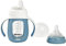 BÉABA, Tasse/Biberon d'apprentissage 2 en 1, En Verre, Housse Silicone, Solide, Sain, 100% Etanche, Poignées amovibles, 210ml, Bleu