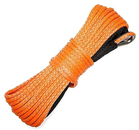 WANLIAN Corde de treuil synthétique de 1,9 cm x 15,2 m en Nylon - 11 339,8 kg - pour treuil à 4 Roues motrices Tout-Terrain, VTT, UTV, SUV (Orange) (1,9 cm x 15,2 m)