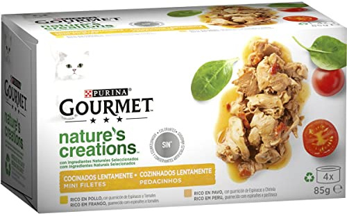 GOURMET Nature's Creations Katzenfutter Nassfutter mit Huhn und Truthahn, 4 Dosen, 85 g