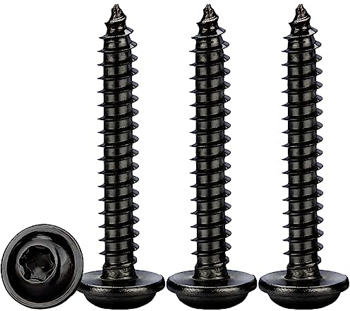 Drenky M4x25mm Blechschrauben Selbstschneidend,50 Stück Holzschrauben Torx Flachkopf Mit Scheibe Schwarz Selbstschneidende Schrauben Edelstahl Rostfrei A2 V2A Vollgewinde