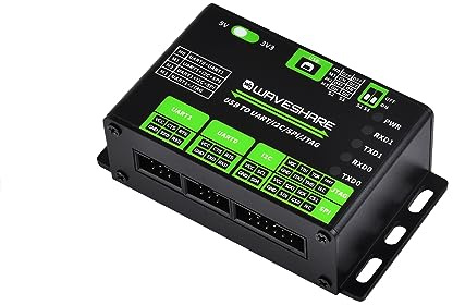 Waveshare USB to UART/I2C/SPI/JTAG Converter Supports Multiple Interfaces, Compatible with 3.3V and 5V Multiple Protection Circuits Aluminum Alloy Case Wall-Mount and Rail-Mount Support