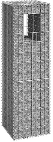 Gecheer Gabionensäule Gabionen Gabione Säule Steingabionen Sichtschutz Steinkorb Drahtkorb Gabionenkorb Terrasse Garten 40 x 40 x 140 cm (L x B x H) Eisen