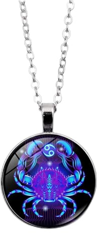 Spirit Necklace Zodiac, Serene Manifestation Necklace, Zodiac Pendant Necklace, 12 Constellation Luminous Stone Couple Necklace, Gift Ideal For Horoscope Lovers. (Cancer)