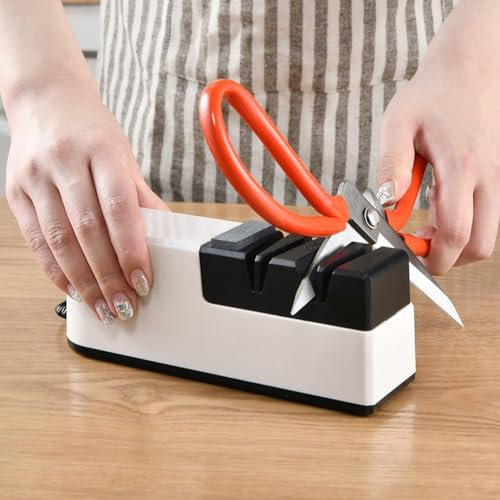 Usb Electric Sharpener Stone, USB Rechargeable Stone Grinder For Kitchen Knives Scissors Household Portable Sharpening Tool White 21Cm