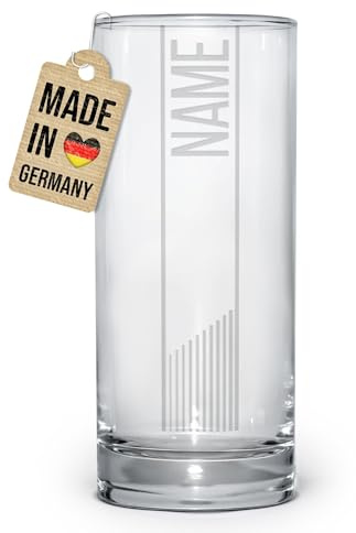 Print Royal PR Trinkglas mit Gravur - Linie - mit Namen personalisiert, Geschenk für beste Freundin, Trinkglas graviert, Geburtstagsgeschenk Freund | Lasergravur, 400 ml