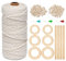 KARBRING Makramee Set, Basteln Makramee, 100m Makramee Garn Yards 3mm mit 100 Holzperlen 4 Holzstäbchen 6 Holzringe für DIY Anfänger Erwachsene DIY Handwerk Basteln Makramee