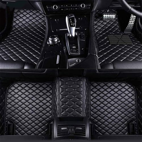 DQSZ A Medida Alfombrillas del Coche para Audi A6 C7 2012-2017(LHD), Cuero Alfombra Alfombrilla Antideslizante Impermeable Auto Moqueta Todo Clima Accesorios,A/Black