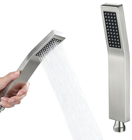 Hand Shower Head with 304 Stainless Steel Self,High Pressure Shower Heads with Handheld Sprayer,Square Handheld Shower Head,Chrome-Plated Sprinkler Head for Home Bathroom Experience(Silver)