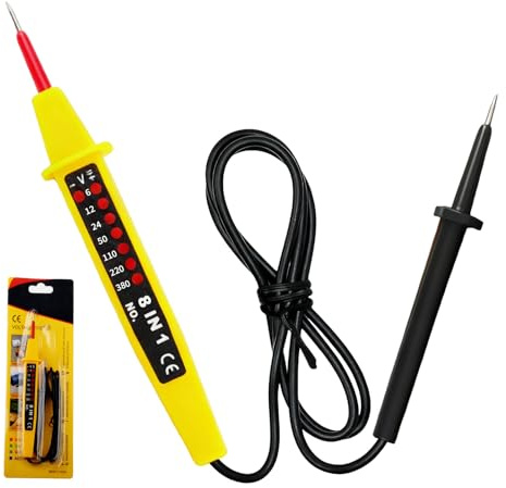 Comprobador de Tensión y Continuidad Bipolar, Tester Electricista Profesional 6V-380V AC/DC con Pantalla LCD y Linterna LED, Buscapolos Impermeable IP65, CAT III/IV para Uso Industrial y Doméstico