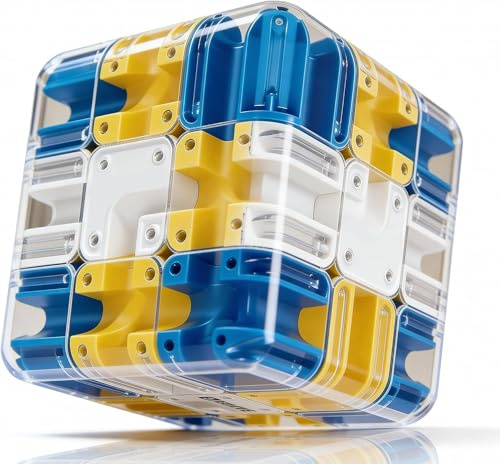 Large Labyrinth 3D Maze Cube,Christmas Stocking Stuffers Logical Challenge 3x3 Maze Puzzle Cube for Stress Relief & Logic Development, for Teens (Blue)