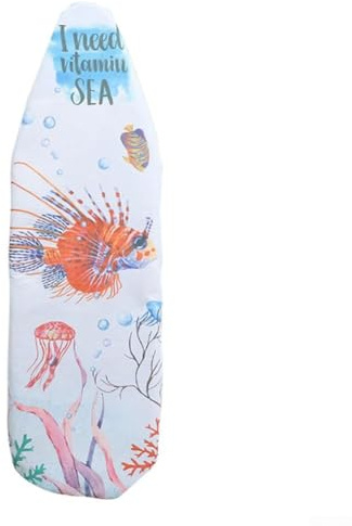 Yhenlovtt Copriasse da stiro imbottito, panno di cotone ispessito, 140 x 50 cm, anti-scottatura, elastico sicuro per bordo per uso domestico, blu (SEAFISH)