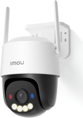 PTZ 4K PoE Telecamera Wi-Fi Esterno, Telecamera Sorveglianza Visione Notturna a Colori, Rilevamento Umano/Veicoli/Animali, Allarme con Sirena & Faretto, Audio Bidirezionale, Modalità Privata, 2,4Ghz