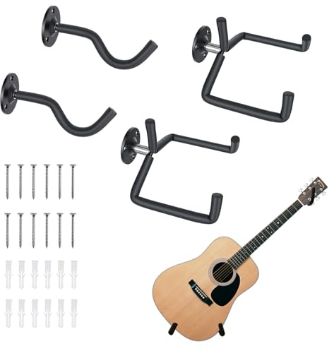 bssmmai 2 Set Gitarren Wandhalterung, Gitarrenhalter für die Wand Schräg Klassische Wandhalter Gitarrenwandhalter Gitarrenhalterung Gitarrenständer Display für Bass Ukulele