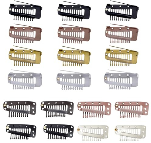 LUFFLOK 20 Stück Clips Haare Clips für Extensions, Haarclips Damen | Haarclips Locken Fixieren Haarverlängerung Clip mit Sicherheitsnadel Befestigen von Kopftüchern Perücken und Hüten (20 Stück)