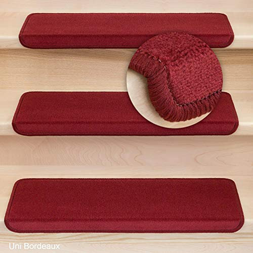 Kettelservice-Metzker® Stufenmatten Vorwerk Uni Einzeln und Sparset's Bordeaux 15 Stück Rechteckig