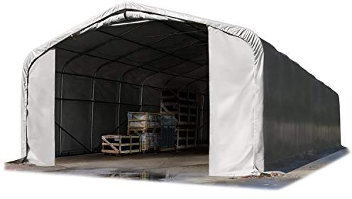 TOOLPORT Lagerzelt 6x12 m Zelthalle Unterstand / 2,6 m Seitenhöhe feuersichere PRIMEtex PVC Plane 2300 N grau