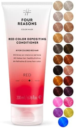 FOUR REASONS Farbmaske – Rot – (19 Farben) Tönungsbehandlung, farbgebende Spülung, tonisiert und verbessert farbbehandeltes Haar – semipermanente Haarfarbe, 6,76 fl oz