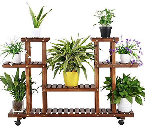 Yaheetech Scaffale per Piante Supporto Portavasi a Ripiani Fioriere Espositore Verticale Interno Esterno Scaffalatura Balcone Terrazza 124 x 33 x 80 cm