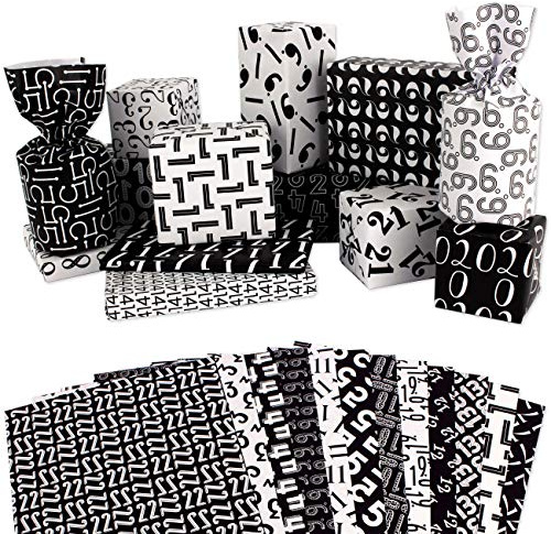 Papierdrachen DIY Calendrier de l'Avent Papier d'emballage cadeau - Papier d'emballage avec les chiffres de 1 à 24 - Emballage cadeau de l'Avent pour les grands cadeaux - 24 feuilles.