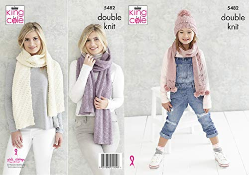 King Cole 5482 Strickmuster für Kindermütze und Schal und Damenschals, dezentes Drifter DK