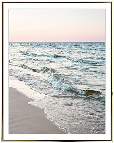 myposterframe Titania Bilderrahmen 75 x 100 cm Aluminium stabil 100 x 75 cm Gold Hochglanz mit Kunstglas Klar 1mm
