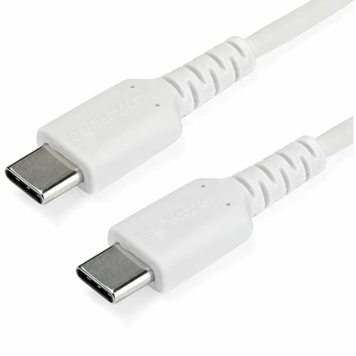 StarTech Câble USB-C vers USB-C 1m, Charge et Sync, 60W PD, USB 2.0, Blanc | Gaine TPE, Fibre aramide, Blindage EMI, Charge rapide, Compatible MacBook Pro