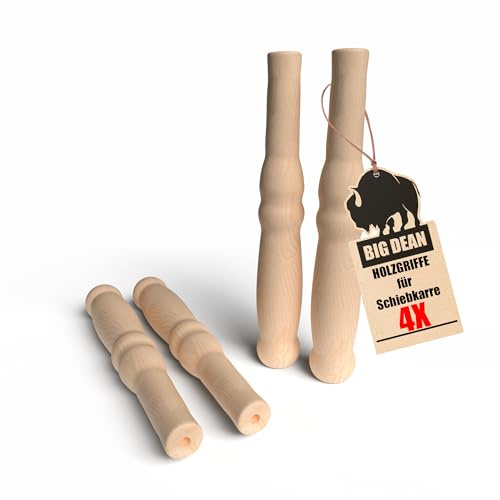 BigDean 4 XL Holzgriffe für Schiebkarre Schubkarre Länge 23,5 cm x Ø 2,5 cm