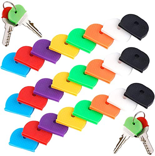 Cubiertas llave y Tapa Clave Flexible para Identificación de Llaves Fácil, 8 Colores 24 Piezas