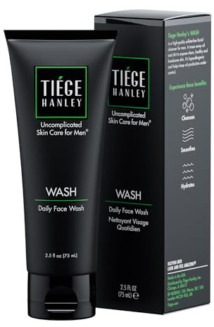 Tiege Hanley Daily Face Wash for Men, Fragrance-Free, 2.5 Fl Oz | Men's Skin Care, Gentle Cleanser With Jojoba Oil, Aloe & Vitamin B3, Hydrating Foaming Formula for Deep Clean, Sensitive Skin