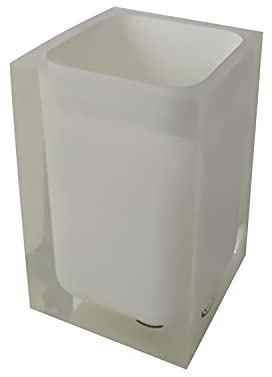 Gedy Blanco Auckland Baño, Medidas y Peso: 11 x 7,2 x 7,2 cm & 0,29 kg, Portacepillos de Resina Transparente, diseño de I+D, Hecho a Mano, 2 años de garantía, único