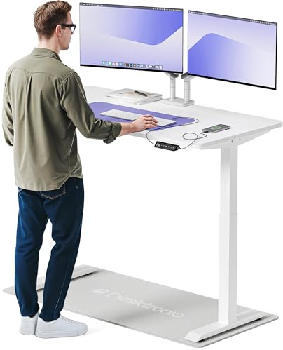 Desktronic höj- och sänkbart skrivbord 140 x 70 cm – Dubbelmotorsdriven – Stabilt stående bord – Slitstark arbetsstation – Pekskärm med fjärrkontroll för stående arbete