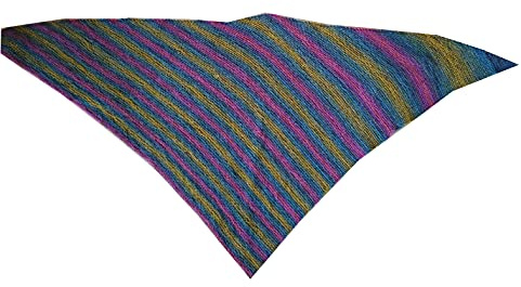 Wollschal XXL ca. 170 x 78 cm Schal handgestrickt Dreieckstuch Dreieck Halstuch Farbverlauf handgestrickt