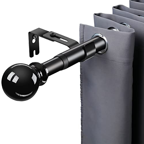 Telescoping Curtain Rod，34-68 inch & 1 Damater Adjustable Window Curtain Rods with bracket，Single Rod Suitable for Kitchen Bedroom Window Office (34” to 68”, Black)