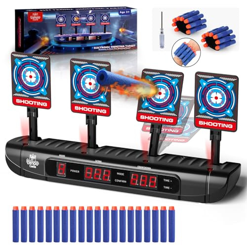 Lehoo Castle Target för Nerf-pistol, 4 mål/spellägen, elektriskt mål, automatisk återställning, digitala leksaker för 6, 7, 8, 9, 10 år, pojkar, trädgårdsspel för barn (svart)