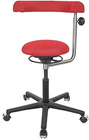 BALIMO Kontor, kontorspall, sittpall, ergonomisk ryggtränare, svart ram (röd)