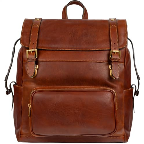 Time Resistance Herren und Damen Rucksack aus Leder - Handgefertigt in Italien - 100% Lederrucksack - Vintage Rucksack Herren - Reiserucksack