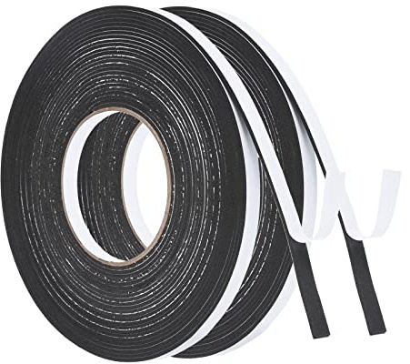 PATIKIL 2 Rollos 10m EVA Cinta Selladora Espuma Burlete Sellado, 10x2mm(W*T) EVA Adhesivo de Alta Densidad Tira para Anti Frío, Aislante,Ruido y Colisión, Blanco Negro