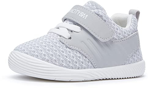 BMCiTYBM Baby Shoes Boy Girl Walking Shoes Breathable Sneakers Infant First Walker Shoes 6 9 12 15 18 24 Months Grey Size 12-18 Months Infant
