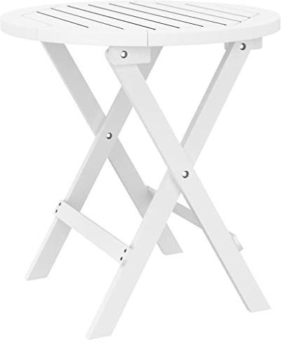 vidaXL Gartentisch Klappbar Weiß Ø 46 cm Massivholz Akazie