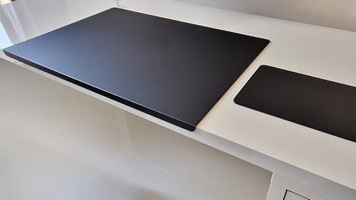 PM Schreibtischunterlage mit Kantenschutz und Mauspad Sanftlux Leder in 12 Farben 3 Gr. (Schwarz, 70cm x 48cm)