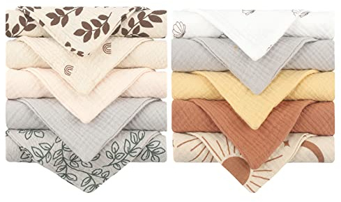 Reoyloep Baby 23 x 23 cm Handtuch Bulk 10 Stück Weich Atmungsaktiv Waschlappen Spucktuch Kleinkind Handtuch Baumwolle Sabbern Lätzchen Facecloth Neugeborene Essential