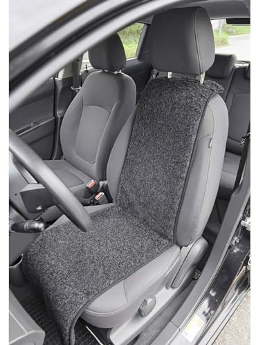 HAC24 Universal Schurwolle Auto Sitzauflage Schwarz Pkw Sitzschoner Sitzaufleger Wolle Schonbezug Autositzauflage
