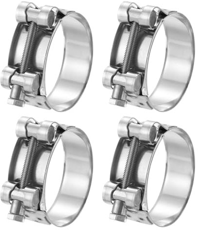 sourcing map 4Pcs T-Bolt Hose Clamp Working Range 60-63mm 201 Stainless Steel Intake Intercooler Clamps Adjustable Tube Clamps for Tubes Pipes
