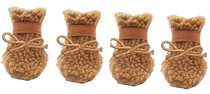 FOMIYES 8stücke Winter Hundeschuhe rutschfeste wasserdichte Schneeboots Für Kleine Hunde Gemütliche Warme Pfotenschutzschuhe Braun Für Kaltes Wetter