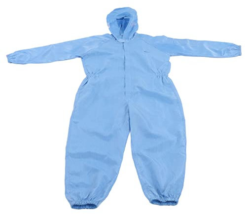 Combinaison Jetable De Protection Antistatique, Vêtements De Nettoyage D'atelier Universels Avec Capuche Bleue, Combinaisons De Matières Dangereuses Pour Peinture Chimique Jetables(L)